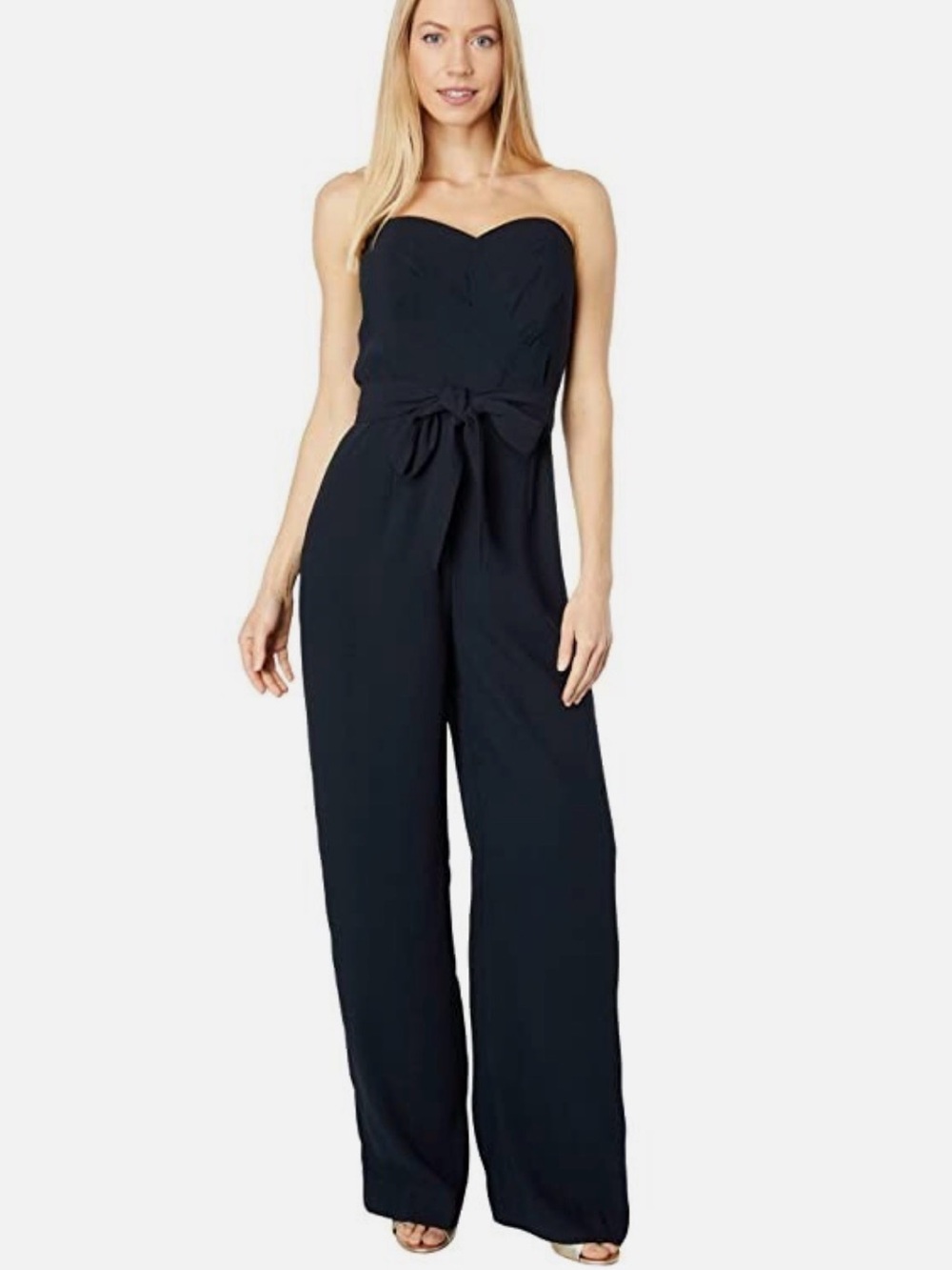 Lilly Pulitzer Strapless Jumpsuit Kylo Black Crepe Corset Bodice SZ 0